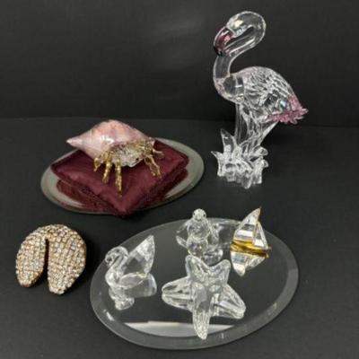 Swarovski Crystal Pink Flamingo & Swarovski Mini Seascape, & Others	