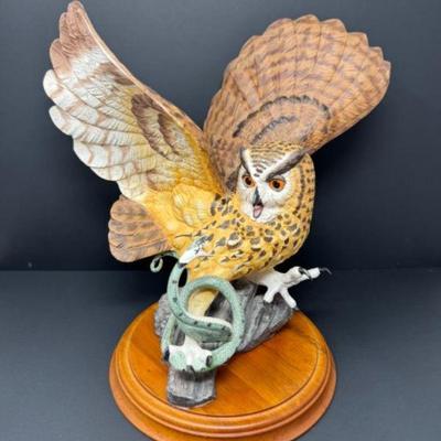 Hand Painted Porcelain Franklin Mint The Eagle Owl	