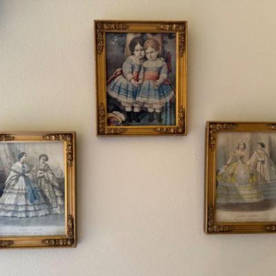 Vintage French Fashion Prints - Les Modes Parisiennes in Antique Frame	