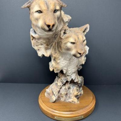 Intrusion Two Cougar Sculpture Statue	
