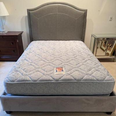 Posturepedic Mira Lama Mattress + Gray Leather & Suede Bedframe	