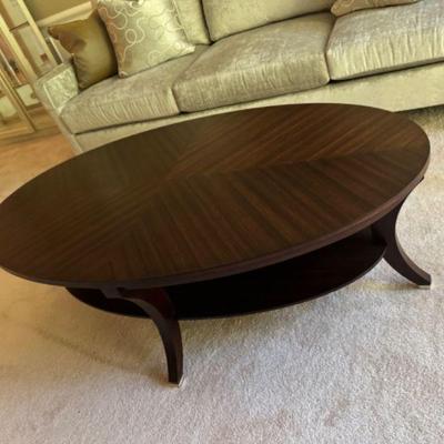 Like New! Ethan Allen Oval Coffee Table w/ Metal Feet	