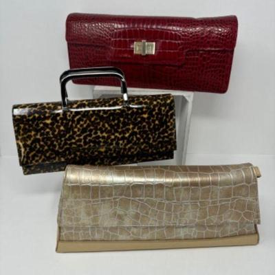 Antonio Melani Crocodile-Embossed + Cream & Leopard Print Clutches	