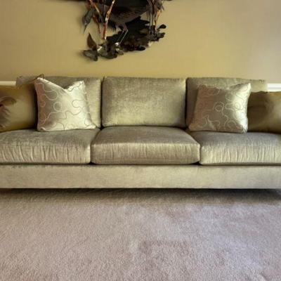 Like New!Crushed Velvet Ethan Allen Sofa w/ Down-Filled Silky Pillows	