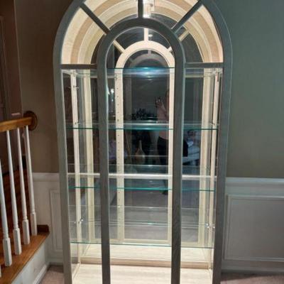 Philip Reinisch Illuminated Curio Lit Cabinet w/ Rainbow Arch & White	