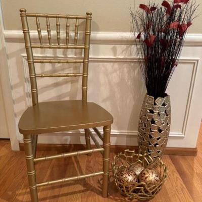 Gold-Tone Home Décor Collection – Chiavari Chair, Textured Vase +	