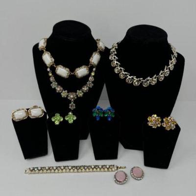 Vintage Necklaces, Clip On earrings & Bracelet	