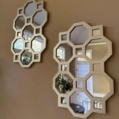 Unique Pair of Octagonal Artistic Mirrors	