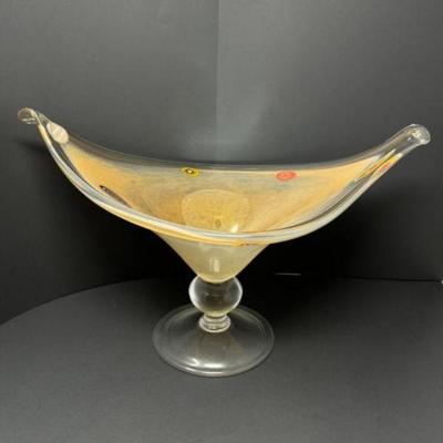 Swirled Millefiori Murano-Inspired Handblown Glass Bowl	