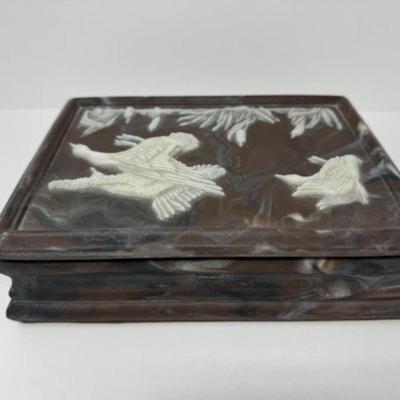 Genuine Incolay Stone Jewelry/Trinket Box	