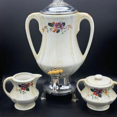 Royal Rochester Percolator & Creamer & Sugar Bowl
