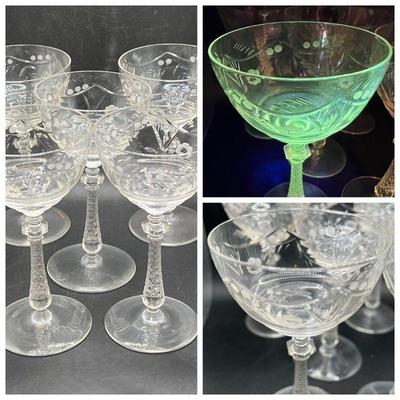 (5) UV Reactive Etched Crystal Stemware
