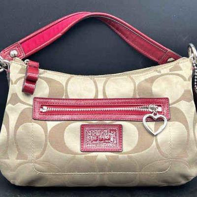 Coach Poppy Convertible Signature Handbag with Crossbody Strap
