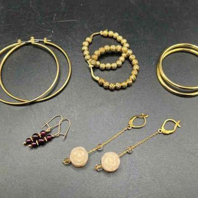 (5) Pairs of Earrings ft. Gold Vermeil Hoops
