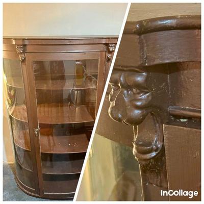 Ornate Wooden Display Cabinet With Key
