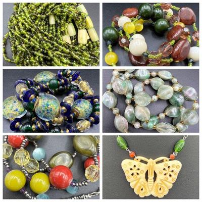 (6) Necklaces including Glass Beads & UV Reactive
