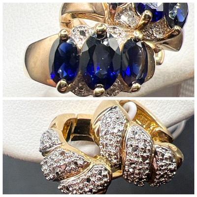 (2) Pairs of Sparkling Gold Vermeil Hoop Earrings
