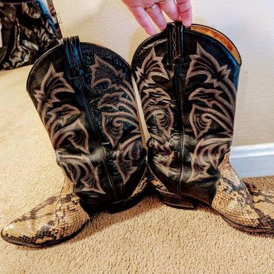 Tony Lama snakeskin boots.