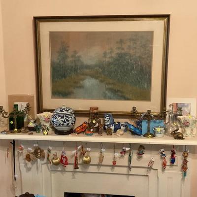 A. J. Drysdale oil pastel signed. Under glass