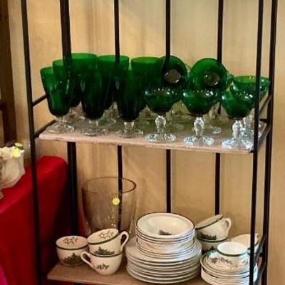 Fostoria Grand Dame emerald green stemware