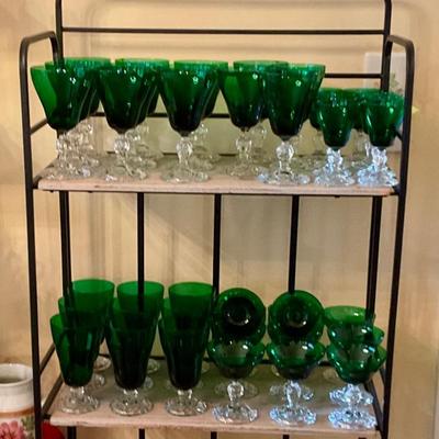 Fostoria Grand Dame emerald stemware