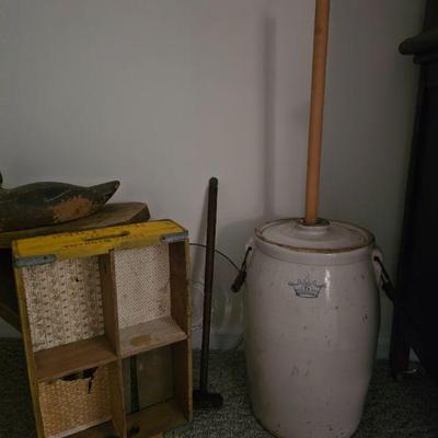 Butter churn, old crate