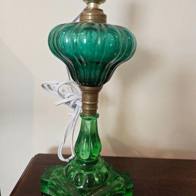 Vintage green oil lamp