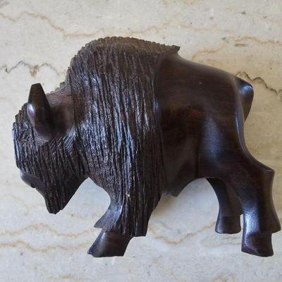 Carved ironwood bison