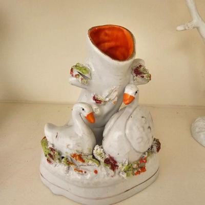 Staffordshire swan vase
