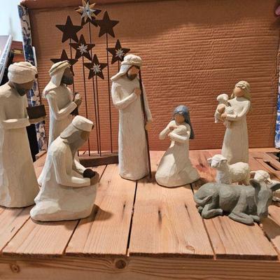 Willow tree nativity, wise men and star backdrop