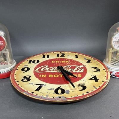 Lot 211 | 3 Quartz Coca-Cola Clocks 2 Carriage Style
