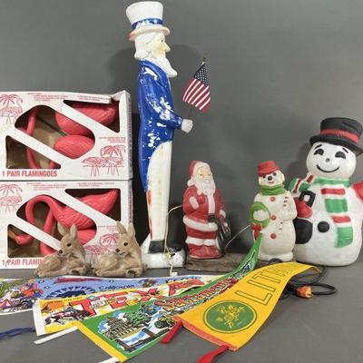 Lot 30 | Yard Decorations, Vintage Pennants & More
