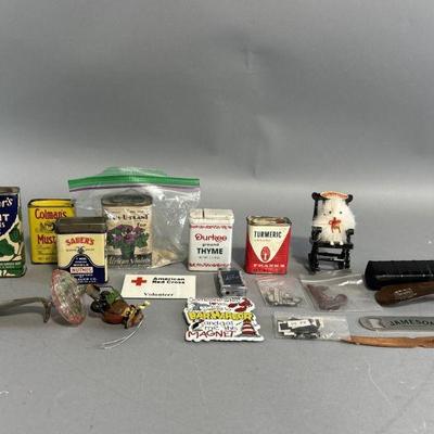 Lot 76 | Vtg Fishing Lure, Tins, Lighter, & More
