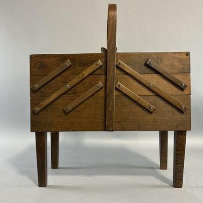 Lot 8 | Vintage Accordion Sewing Chest on Legs
