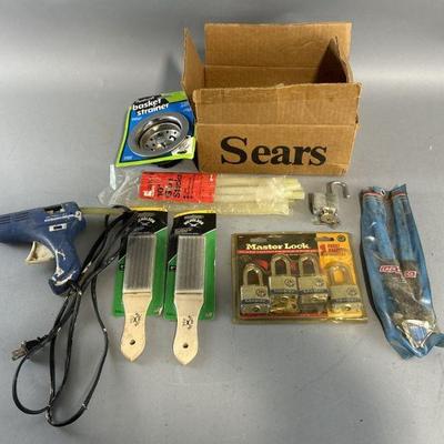 Lot 177 | Vintage Glue Gun, Glue Sticks, Locks, & More
