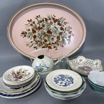 Lot 62 | Vtg. Tray, Watering Can, Collectible Plates & More
