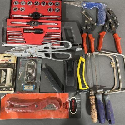 Lot 167 | Hand Saws, Knives, Snips, Taps & Dies & More
