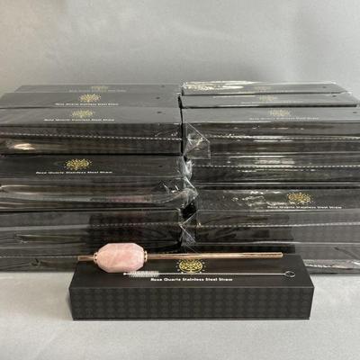 Lot 423 | 30 New Stainless Steel Rose Quartz Straws
