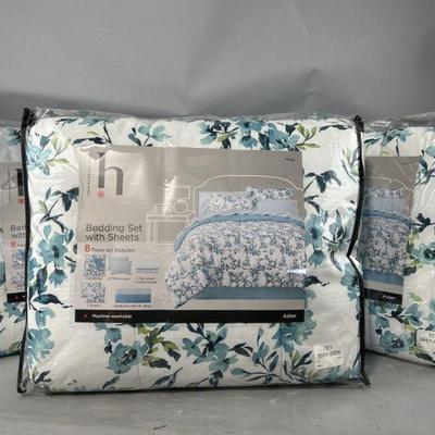 Lot 359 | New 3 Home Expressions 8pc Bedding Set Teal Full
