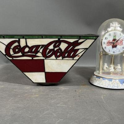 Lot 226 | Stained Glass Coca-Cola Lampshade & Clock
