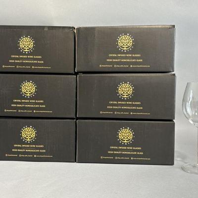 Lot 454 | 12 Glass Crystal Infused Wine Glasses: Rose Quartz
