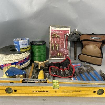 Lot 180 | Angle Clamp, Levels, Wrenches, Knee Pads & More
