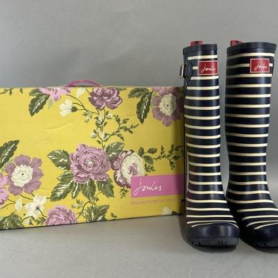 Lot 66 | Vintage Joules Navy Striped Rubber Rain Boots
