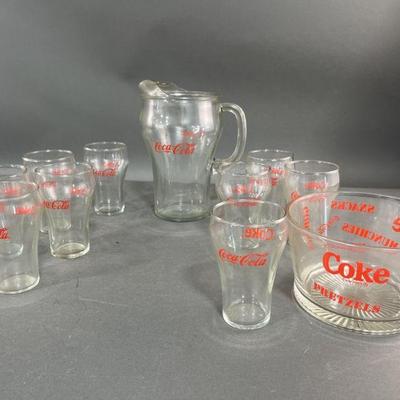 Lot 212 | Vintage Coca-Cola Bell Pitcher & Glasses & More
