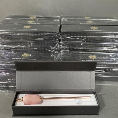 Lot 428 | 30 Rose Quartz Stainless Steel Straws
