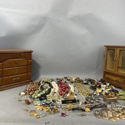 Lot 229 | Vintage Jewelry Lot With 2 Wood Jewelry Boxes
