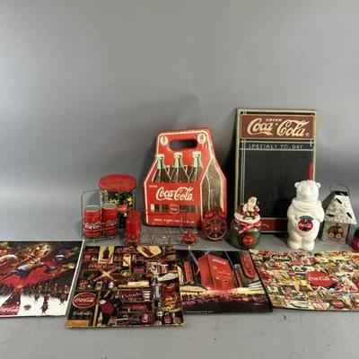 Lot 331 | Vtg Coca-Cola Snow globe, Shakers, Sign, & More

