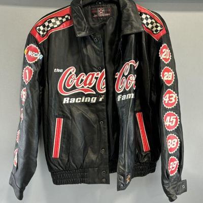Lot 94 | Vtg Coca Cola Nascar Leather Jacket: Size Large
