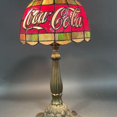 Lot 118 | Stained Glass Coca-Cola Lamp
