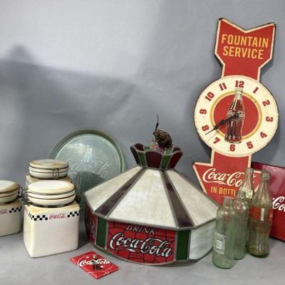 Lot 270 | Coca Cola Lot Hanging Light, Vtg. Bottles & More
